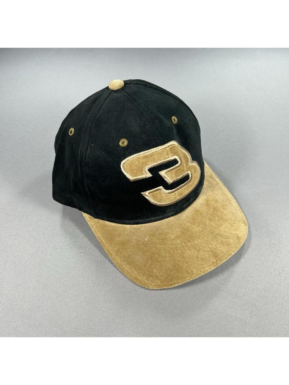 Vintage Dale Earnhardt Hat Black Gold Suede Snapback NASCAR #3
